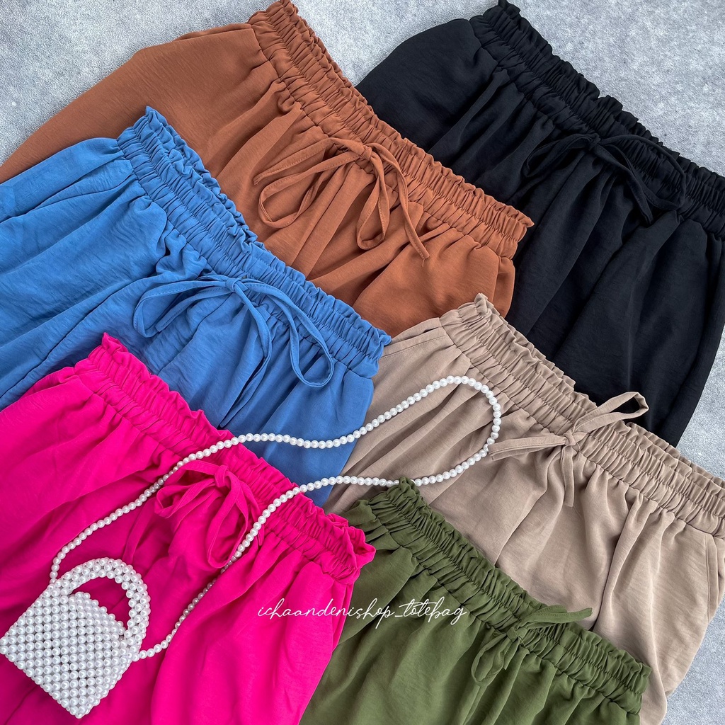 Adeline Baggy Crinkle Celana Kantor Wanita Jumbo Baggy Pants Big Size