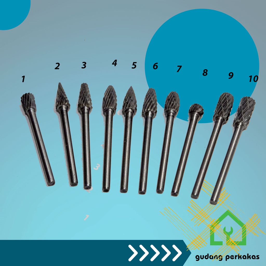 Mata bor cun metal / mata tuner baja tungsten mini grinder proses porting as 3mm