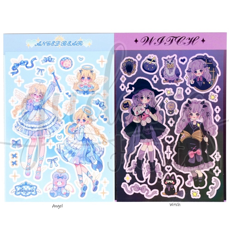 Stiker Mahwa Angel And Witch Sticker Motif Peri Dan Penyihir Simple DIY Scrapbook GH 303377