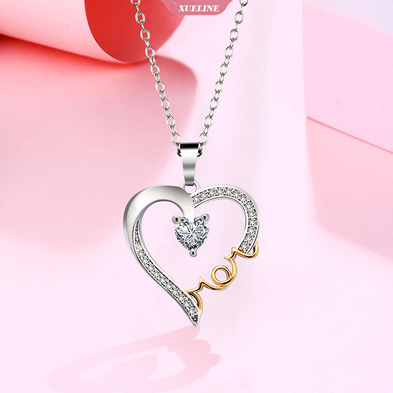 Kalung Berbentuk Hati Yang Dipersonalisasi Dengan 1 birthstone custom Grafir Nama Liontin Hadiah Hari Ibu Perhiasan [ZXL]