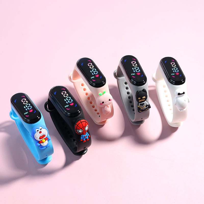 1 DAY SALE || DGKR003 Jam Tangan Anak Karakter Led Motif Kartun Mickey Pikachu Superhero Princess Bahan Silikon Untuk Anak / Jam Tangan Karakter Tahan Air 1