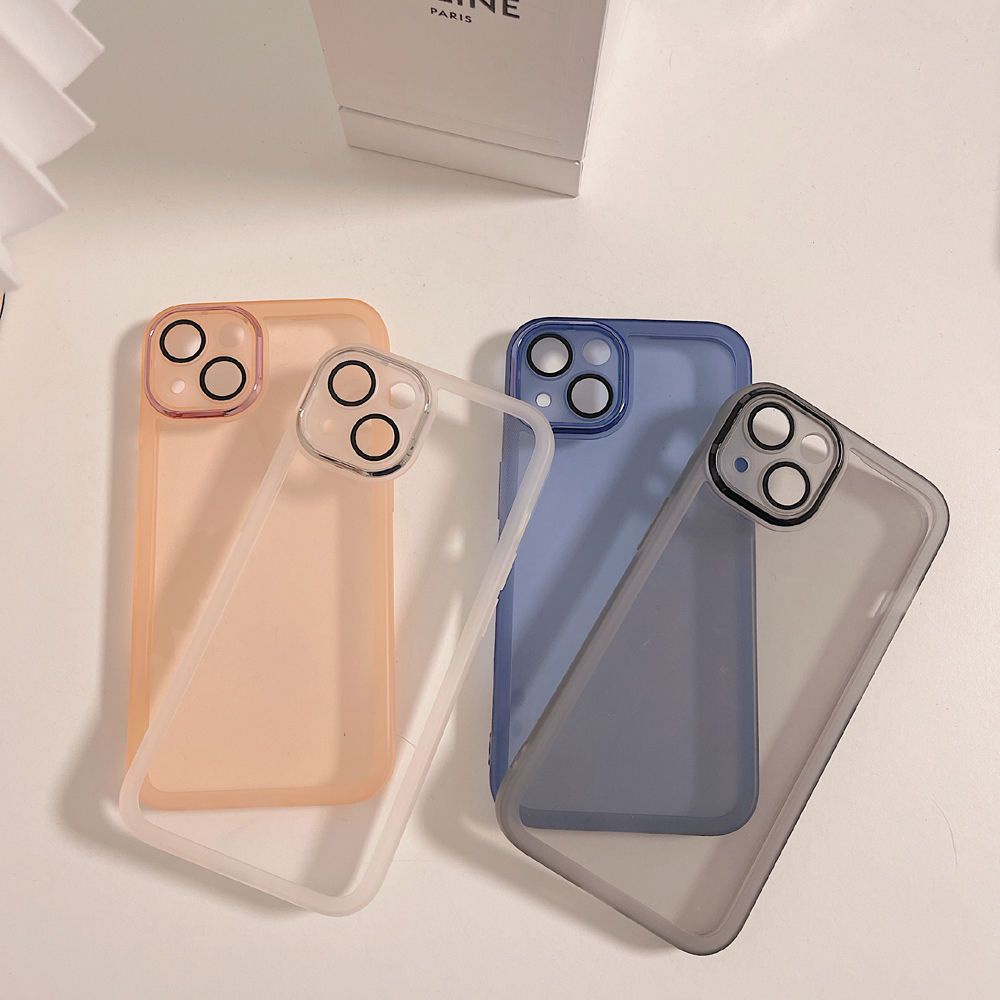 IPHONE Pelindung Kamera Case Transparan Untuk Iphone14 13 Pro Max11 12 Pro Max7 +8 14 Plus X XR Xs Max Warna Permen TPU Soft Silicone Case Metal Ring