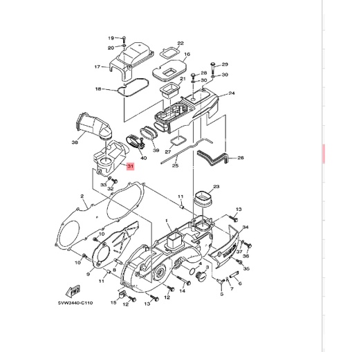 DUCT AIR SAMBUNGAN FILTER CVT MIO SPORTY SMILE ORIGINAL YGP 5TL-E5471-00