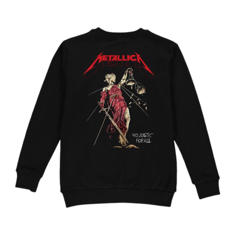 Sweater Pria Metallica And Justice Forall Pria Wanita Premium Distro | Sweater Crewnck Band Metal | Sweater Pria