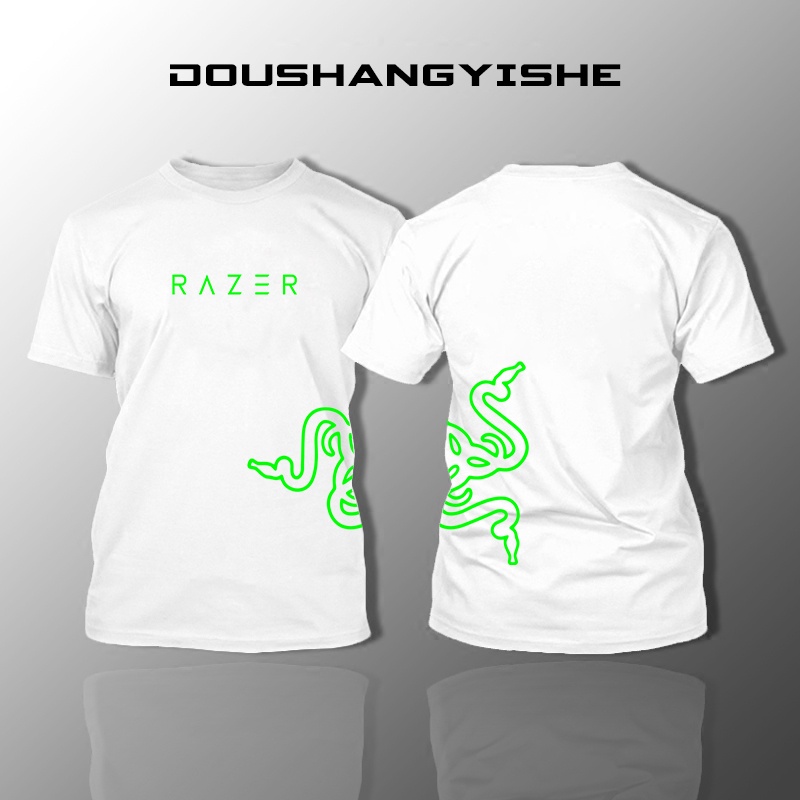 T-shirt Kaos RAZER Thunder Snake Logo Round Neck Short Sleeve