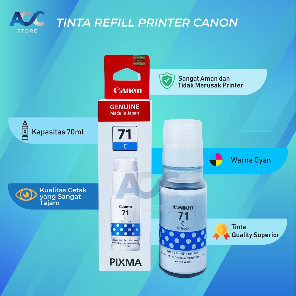 1 SET 4 PCS Tinta Canon Gi 71 Isi Ulang Printer G2020 G2021 G2060 G3020 G3021 G1020