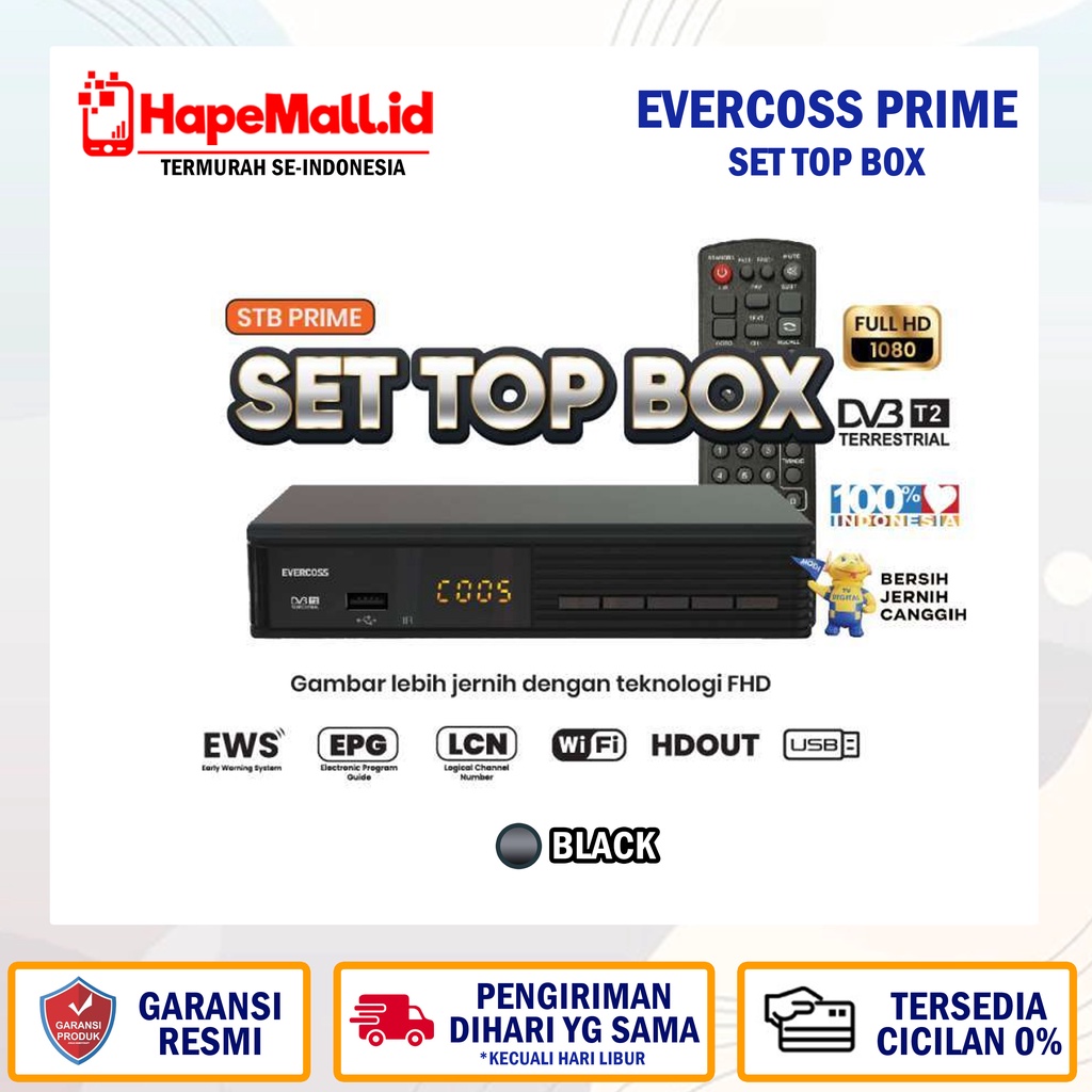 EVERCOSS SET TOP BOX PRIME PENGUBAH SINYAL DIGITAL GARANSI RESMI TERMURAH