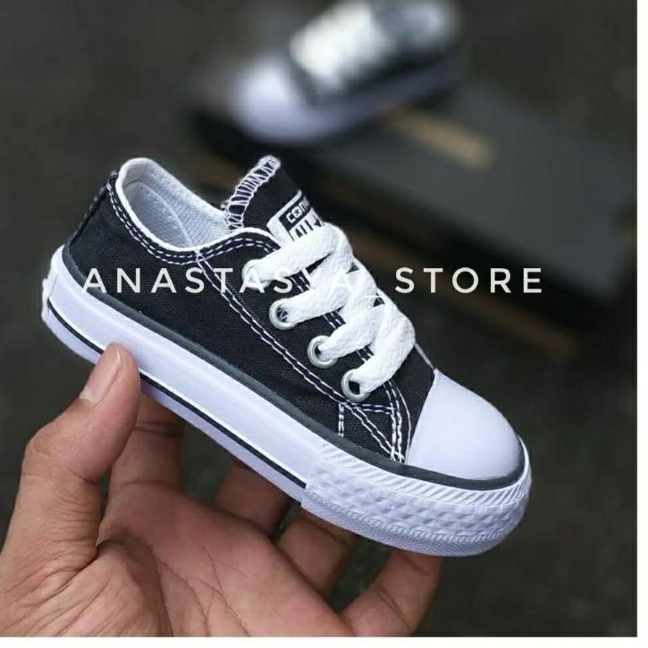 Ready Stock.. Terbaru Sepatu Sekolah Anak SD Converse alstar Hitam Pendek