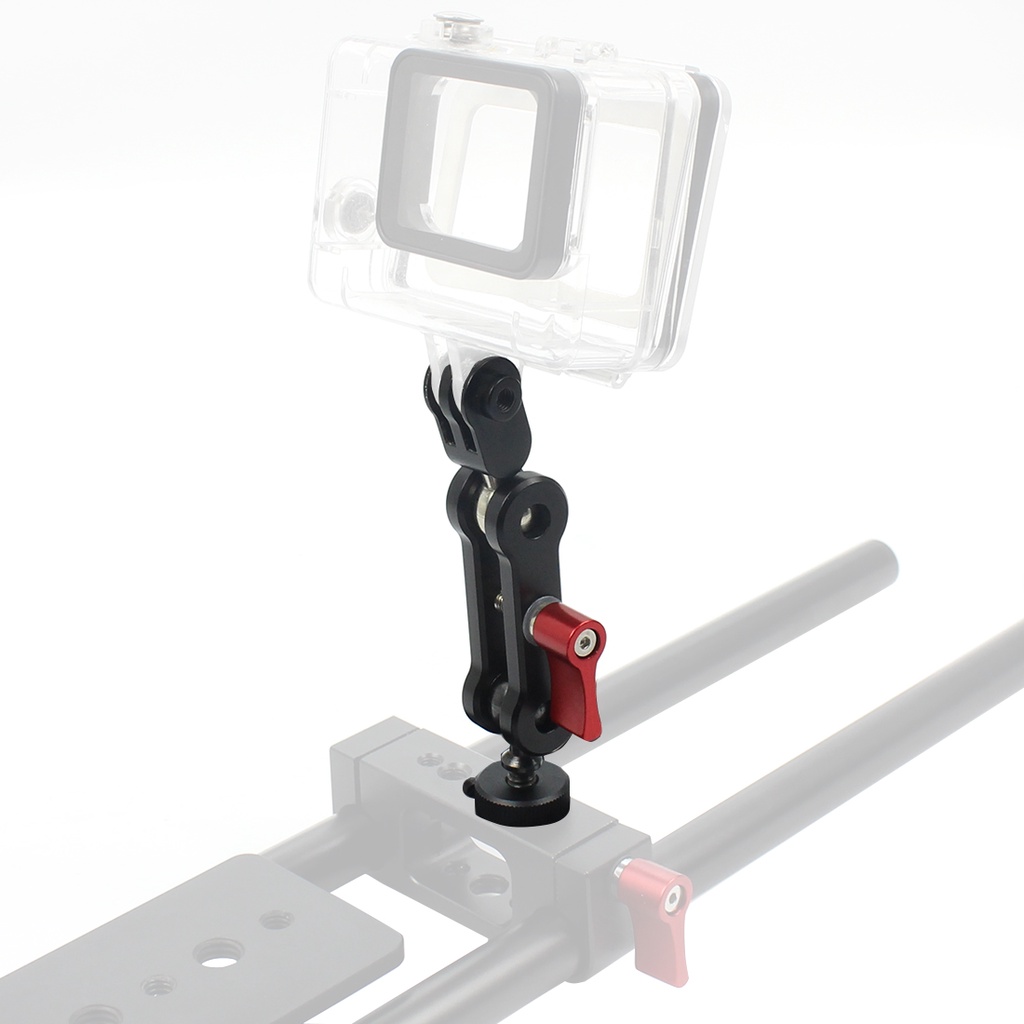 GOPRO Aluminium Alloy Magic Arm Mount Adapter Dual Head Pivot Activity Connector Rotasi360 Untuk Kamera Osmo Action EKEN