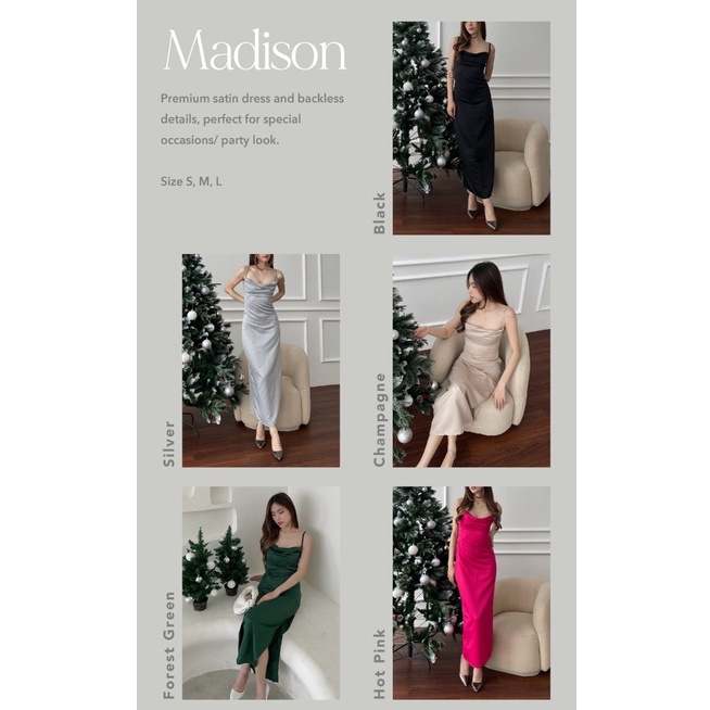 Madison Satin Dress -- Ocha Wear | Dress Pesta Satin Backless | Slit Party Dress | Dress Kondangan | Midi Dress Murah Berkualitas Premium