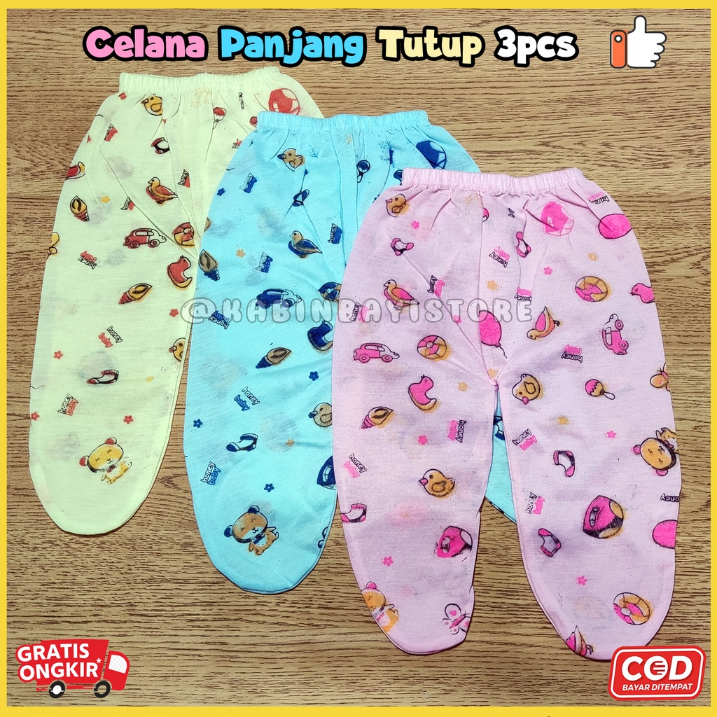 3 Pcs Celana Panjang Bayi Tutup - Celana Newborn Buntung karakter
