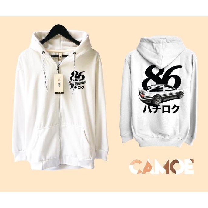 Jacket Toyota AE86 Trueno Japan Sweater Hoodie Pria Bahan Fleece Sablon Polyflex Zipper Resleting De