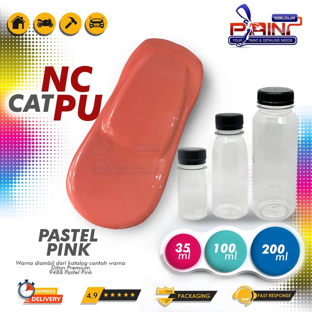 Cat NC Pastel Pink Vespa Colour 1 LITER | Sample Warna Diton Premium 9534