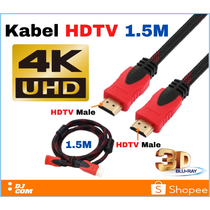 Kabel HDTV Set Top Box PC Komputer Laptop Proyektor 1.5 Meter