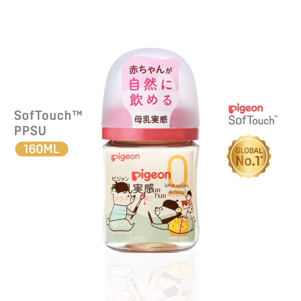 Bear Red 160ml Pigeon SofTouch PPSU Generasi 3 Botol Susu Baby Bottle