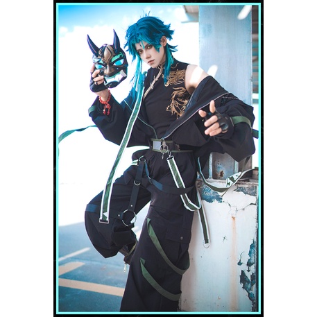 Game Genshin Impact Xiao Doujin Cosplay Costume Genshin Impact Xiao Doujin Black Suit Christmas