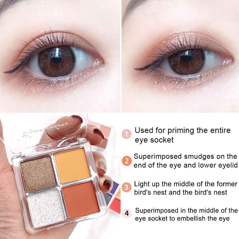 Lameila Eyeshadow Avocado 4 Colours Shimmer Fruit Eyeshadow Palette