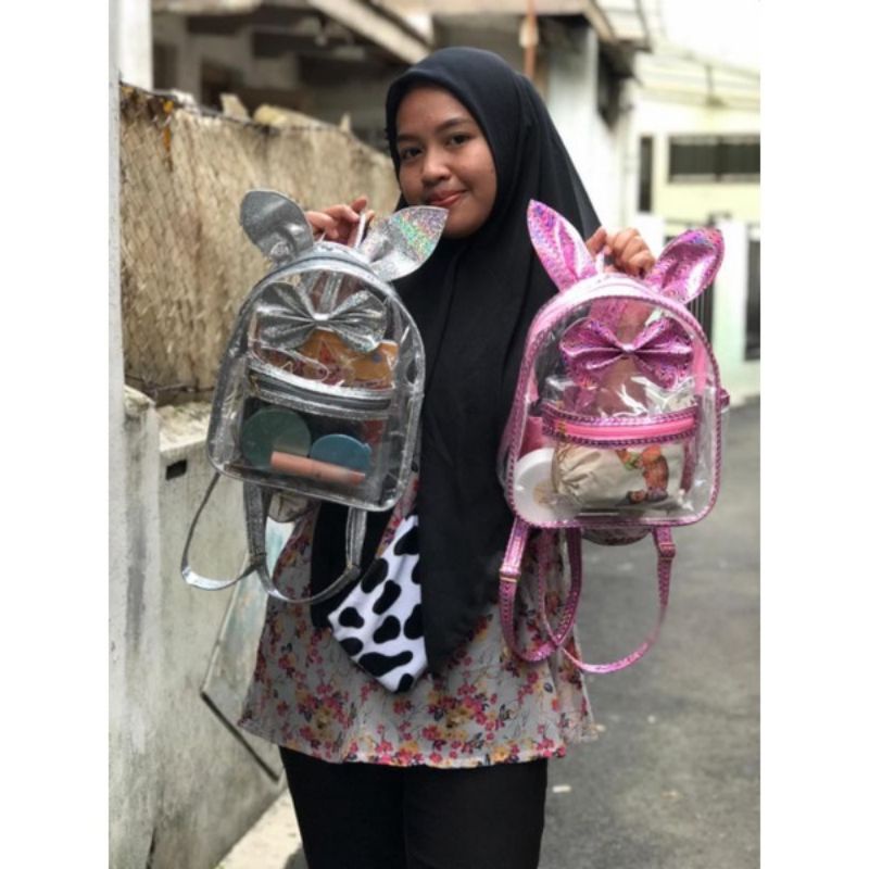 Tas Ransel Mika Hologram Transparan L7895 Ransel Mewah