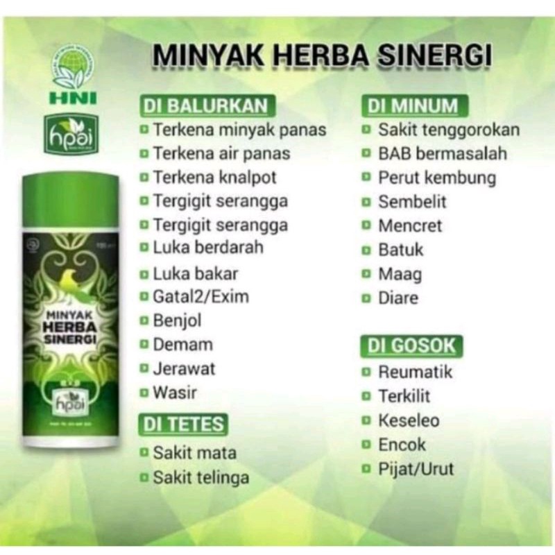Minyak Herba Sinergi/Minyak butbut hni/Mhs hpai