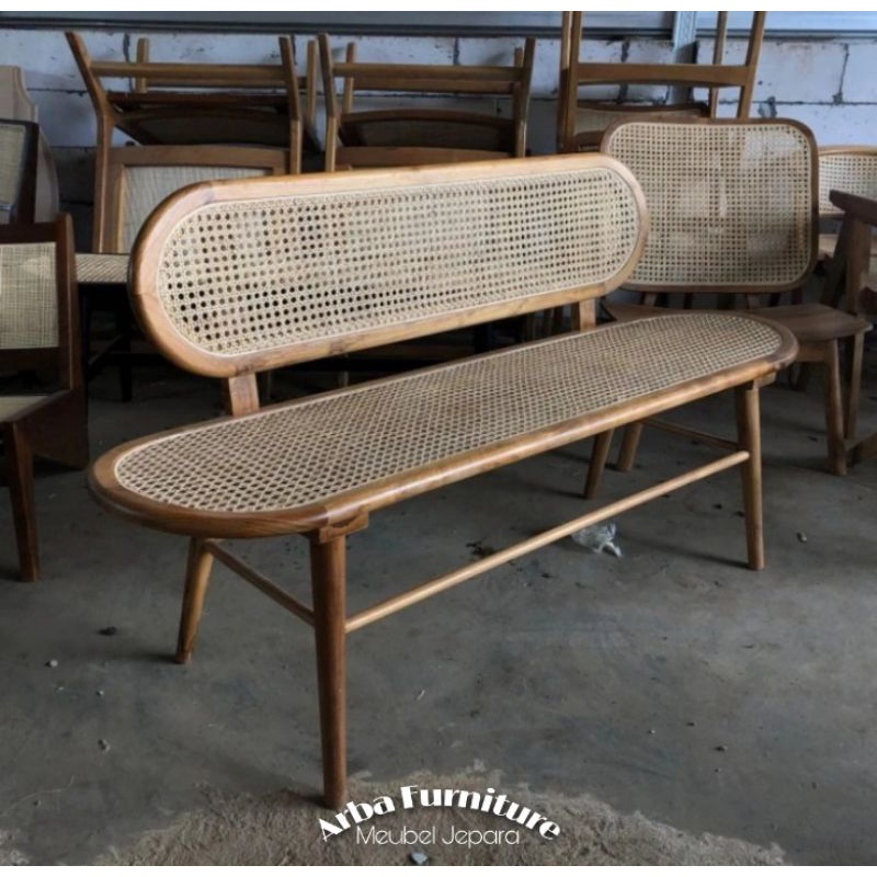 Bangku Rotan Kayu Jati | Bangku Klasik | Bench