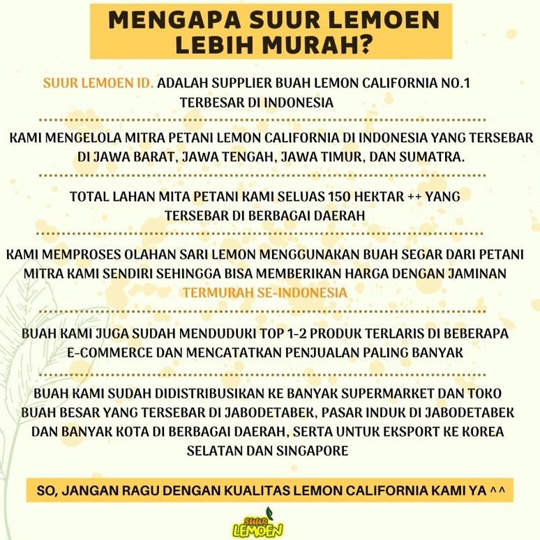 

(I-L8L)(♥) 1 Liter Fresh Sari Lemon Murni Jus Untuk Diet Pelangsing Badan Detox Alami Dengan Bahan Lemon California by Suur Lemoen ID top produk