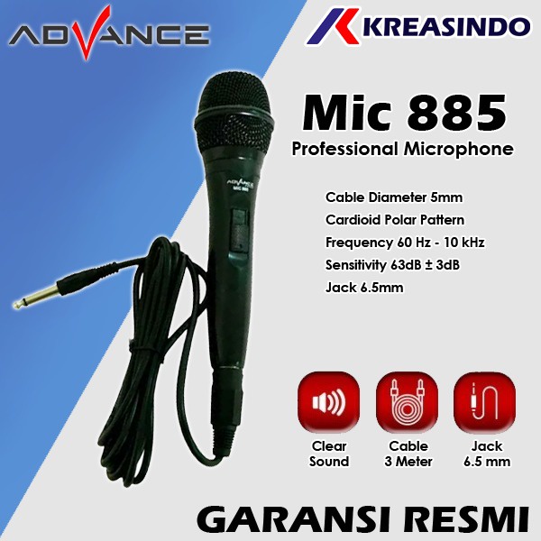 ADVANCE MIC885 / MIC-885 Single Microphone Kabel MIC Karoeke