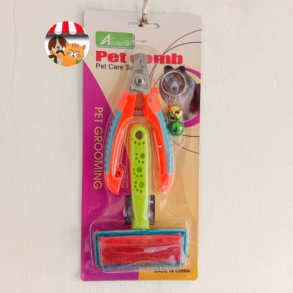 Pet Grooming Set A - Nail Clipper Comb Whistle - Sisir &amp; Gunting Kuku