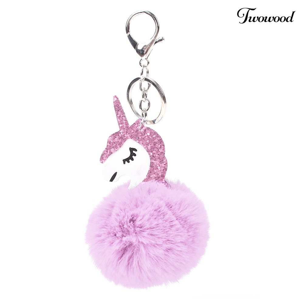 Twowood Gantungan Kunci Cincin Tas Hairball Keyring Unicorn Horse Charm Liontin Keychain Hadiah