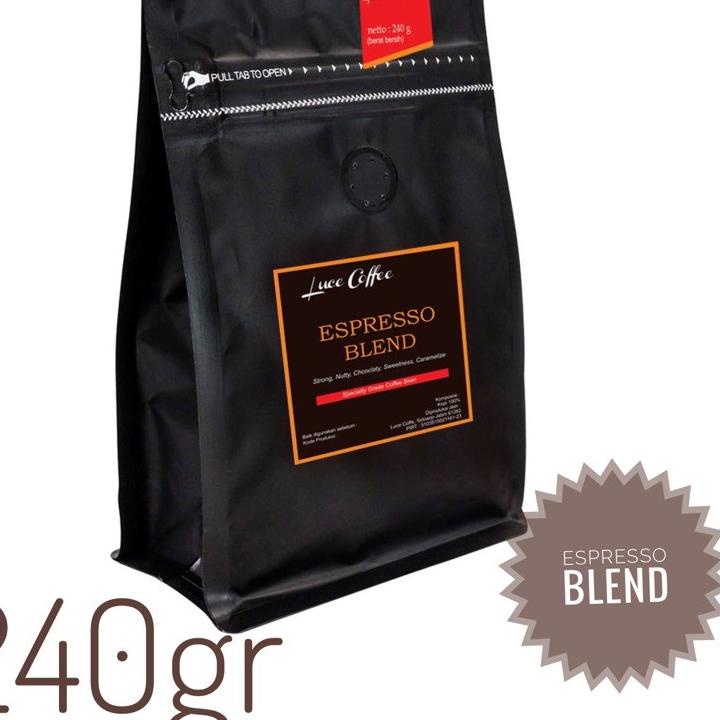 

SALE✅Kopi Espresso Blend Robusta Arabica 240gr - Biji sangrai arau Bubuk- Luce coffee|RA6