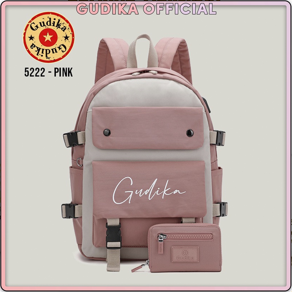 GUDIKA 5222 | Backpack Waterproof Wanita Tas Ransel Laptop Anti Air Import Original | Ransel Cewek | Ransel Perempuan | Tas Wanita