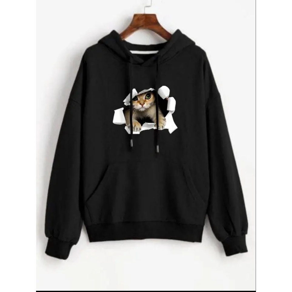 Hoodie Oversize Cat Dorothy Pria/Wanita One Size Fit to XL / HOODIE UNISEX TEBAL