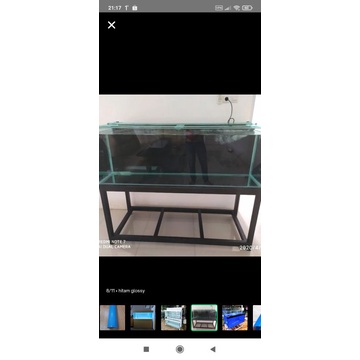 Background Aquarium Putih Hitam Biru Hiasan 1 meter