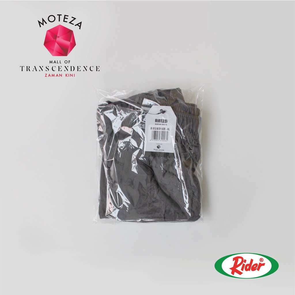 RIDER Premium R 812 B R812B - Celana Dalam Pria Boxer Katun - Hitam Abu | Size S M L XL 2XL 3XL 4XL 5XL Jumbo Big Size