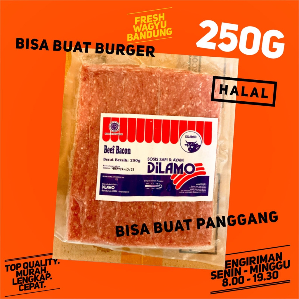 

SMOKED BEEF BACON PREMIUM Daging Sapi Asap Slice Burger Panggang Halal 250g