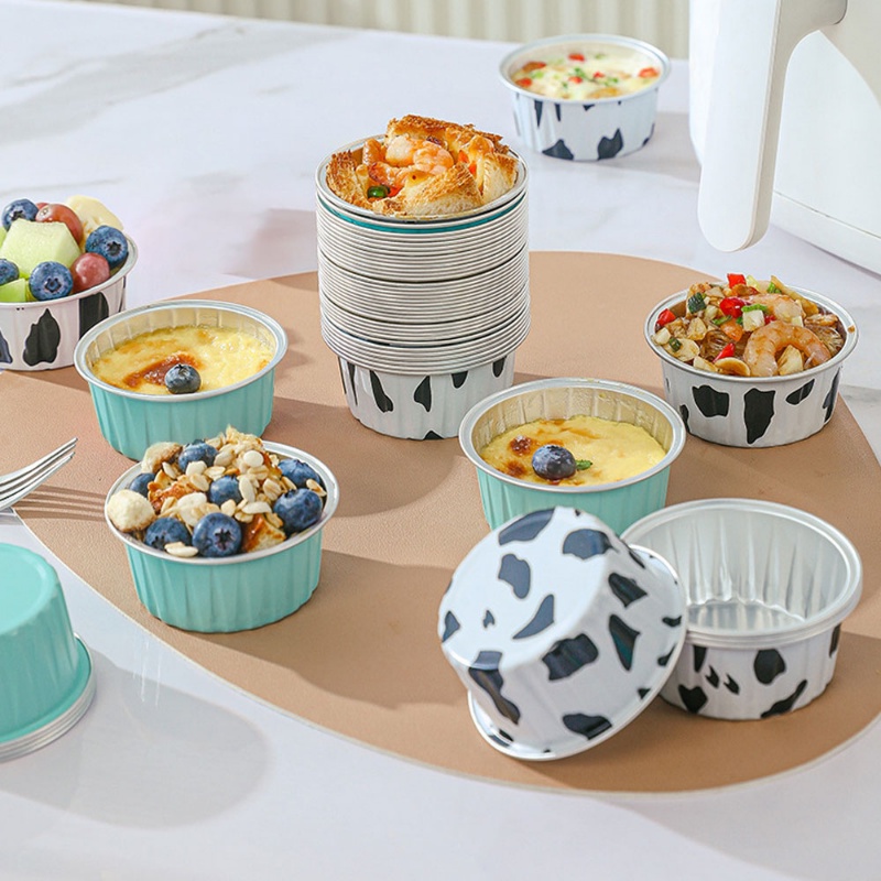 10pcs /Set Reusable Aluminium Foil Tin Cup/ Cetakan Kue Puding Air Fryer Multifungsi/ Alat Masak Udang Bihun Dapur