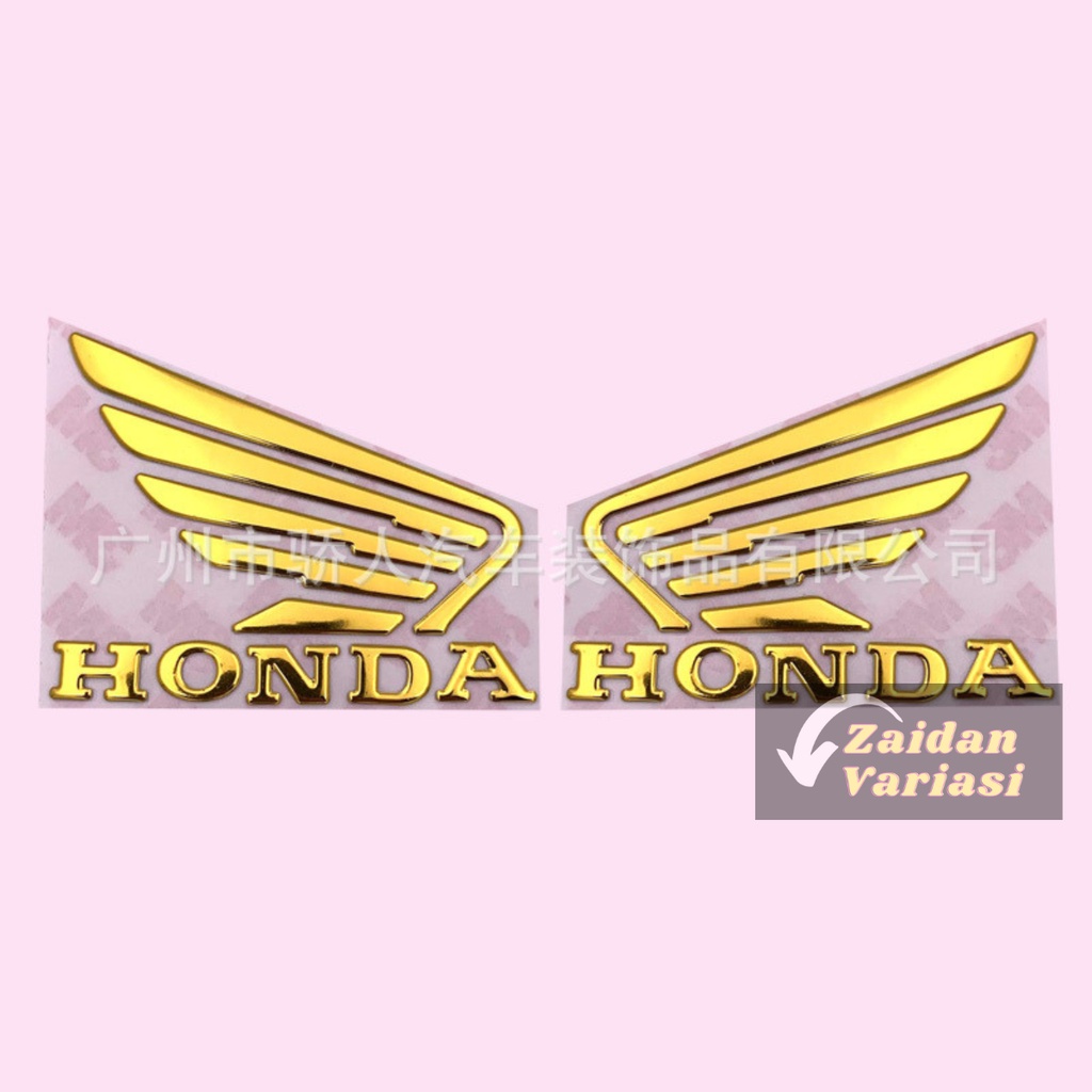 Emblem Sayap Vario 150 Honda Timbul Logo Wing Wings Sticker 2 Pcs Sepasang Kiri dan Kanan Krom Chrome Gold Red Black Silver Hitam Merah Emas Vario 150 Pcx Rc100 Astrea Star Prima C70 Original Ori