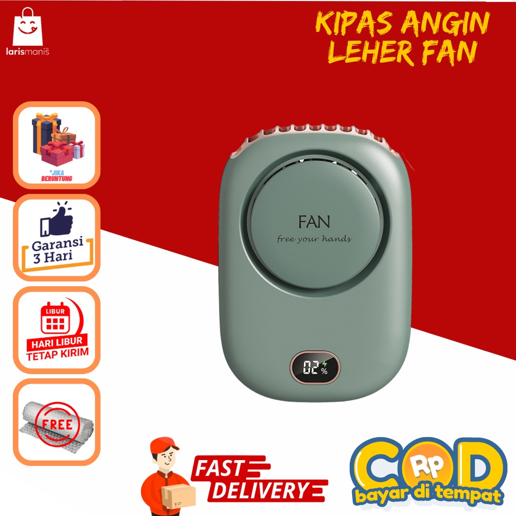 Kipas Angin Mini / Portable Hanging Neck Fan / Kipas Powerbank Gantung Leher 2000mAh Battery USB Rechargeable Low Noise Mini Fan Kipas Angin Mini Leher Portable Kipas Angin Charger USB Kipas Model Gantung Leher Kipas Mini Lucu Karakter Angin Angin Rumah