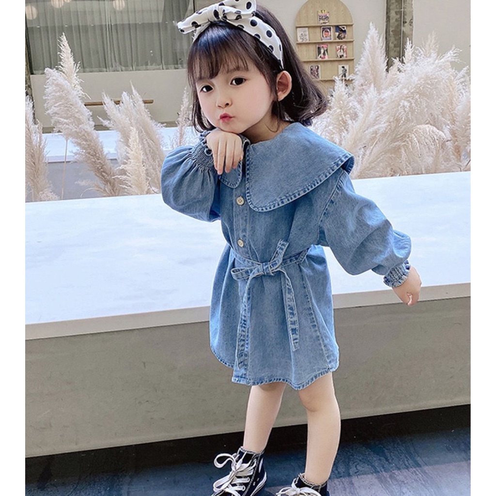 Dress Anak Perempuan - Full Jeans Belt Motif Denim