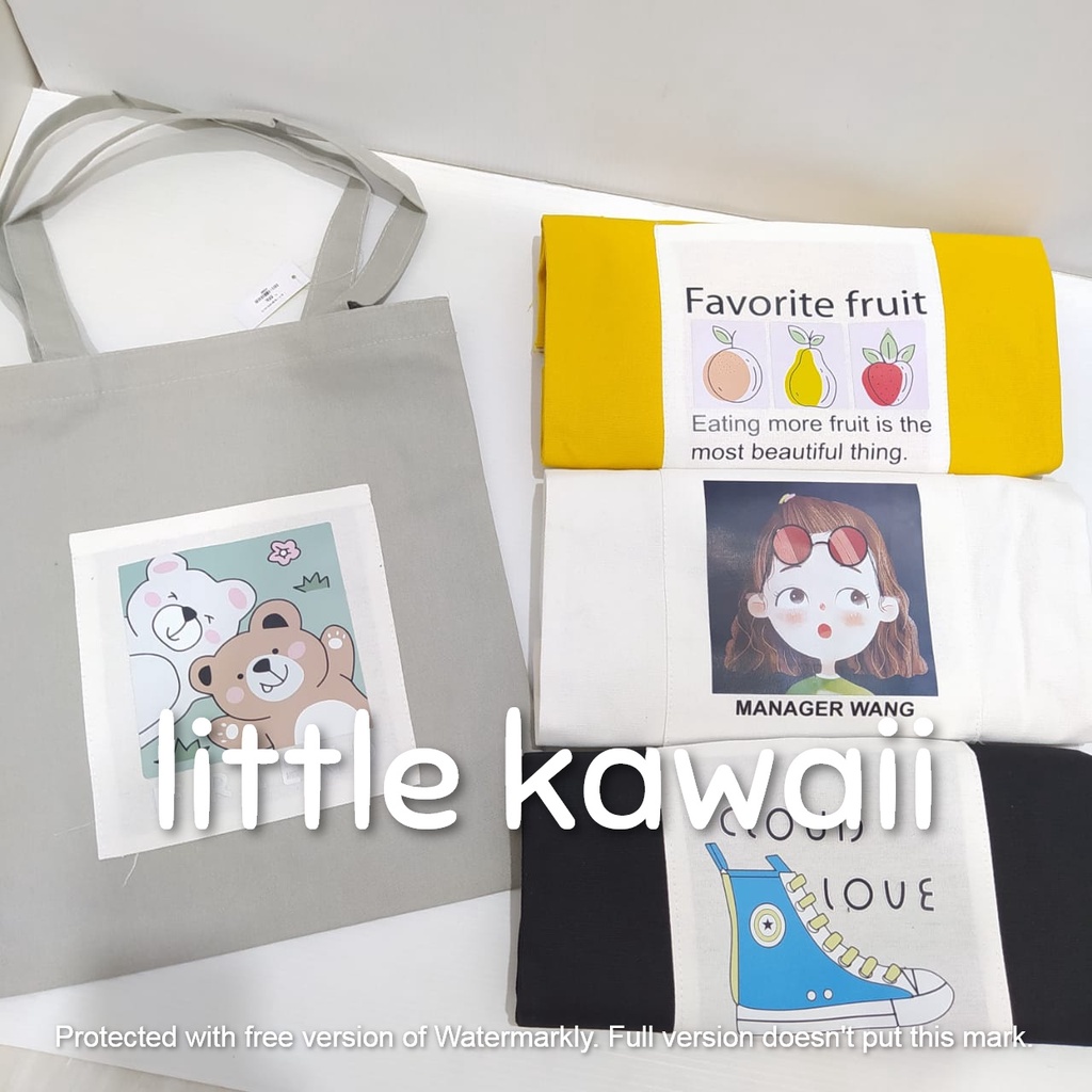 LK/Tas Totebag Tenteng Kanvas Wanita Remaja Fashion Kuliah Sekolah Korean Style Import