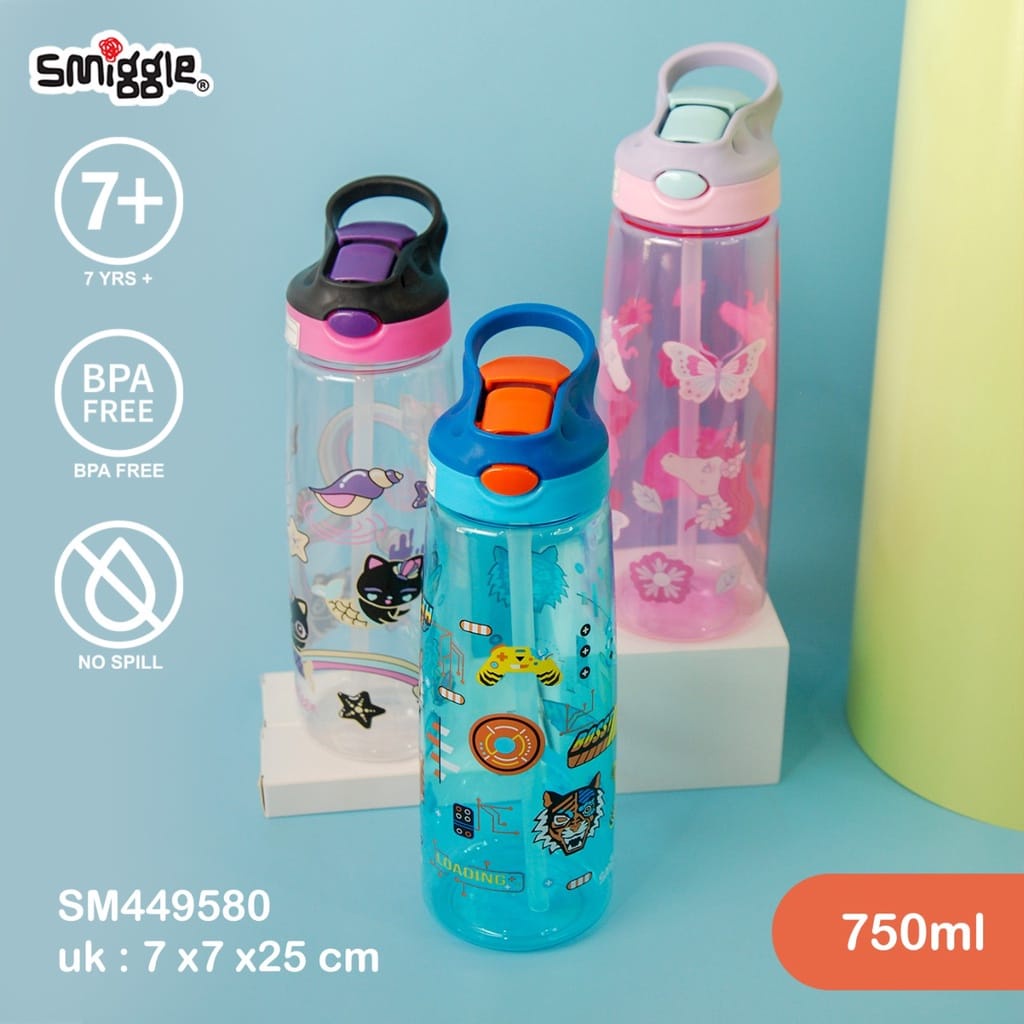 BOTOL MINUM WATERBOTTLE SMIGGLE SEDOTAN SILIKON 430ML DAN 750ML BPA FREE