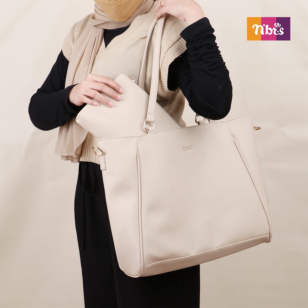 Nibras Bag BGT 03 Bahan Faux Leather mix Textile Tas Nbrs Terbaru Simpel Modern kekinian