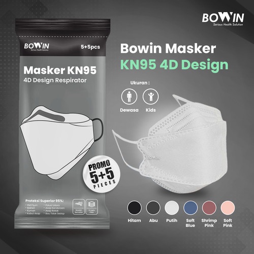 Masker Medis BOWIN - Masker Earloop 4ply KN95 Medis 10pcs | 4D Surgical Mask Model KF94 Masker Medis KN95 Masker Bowin