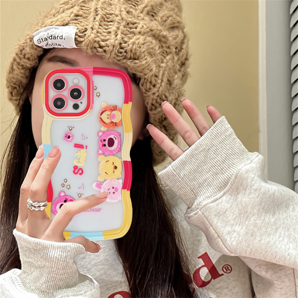 Kartun Mickey Case Redmi Note 11 Pro 11S Redmi 10C 10A 9C 9T 9A Note 10 5G Note 10S Note 9 Note8 Poco X3 Pro NFC Minnie Dan Winnie the Pooh Tepi Gelombang TPU Phone Case Cover