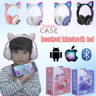 Jual stn 28 headset gaming wirelles anak perempuan headphone kucing