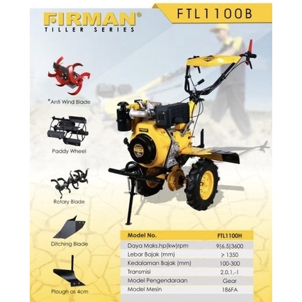 Mesin Bajak Tanah Mini Cultivator Firman Ftl1100H Mesin Traktor Tiller