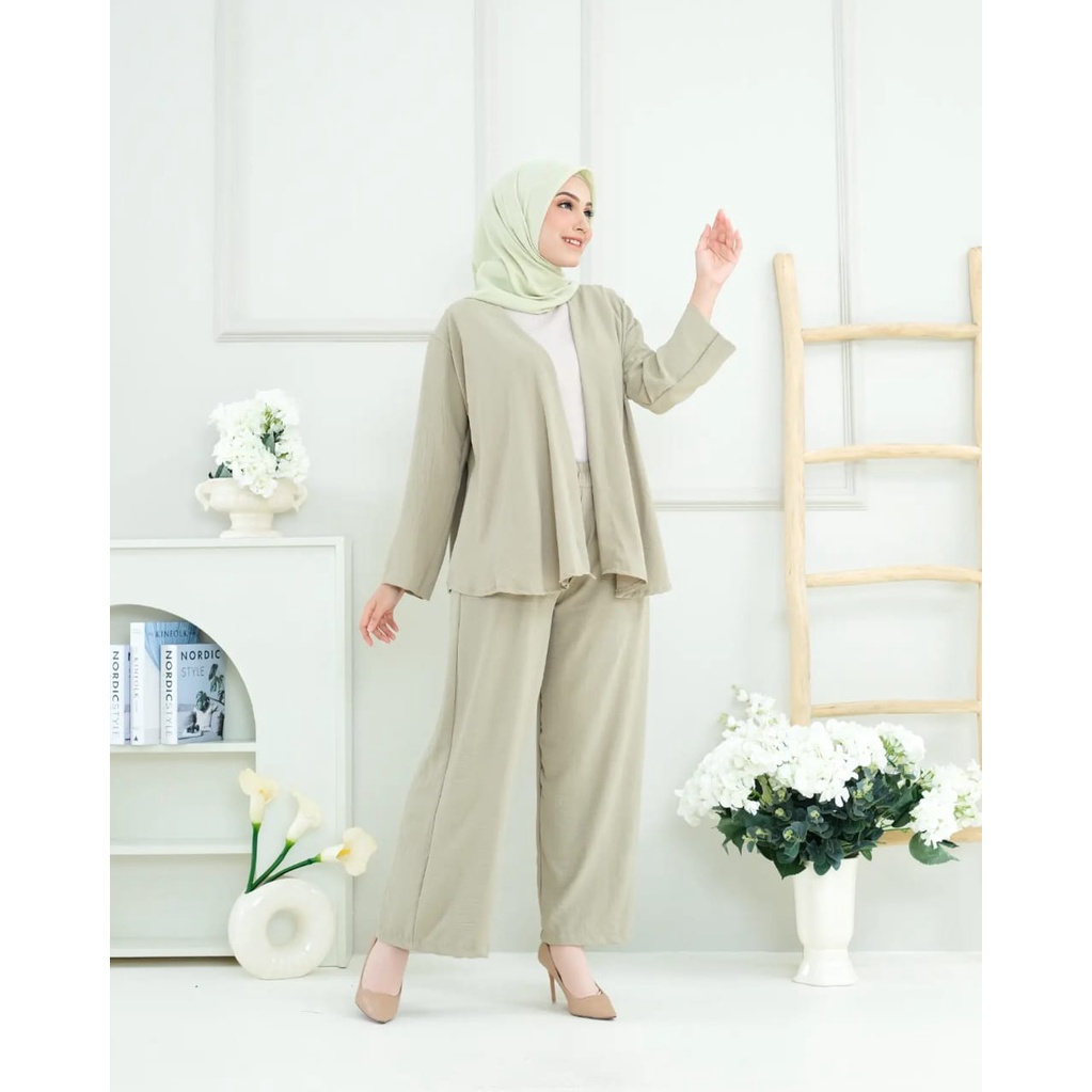 One Set Rayon Crinkle Airflow - Rana Set Premium - Setalan Wanita