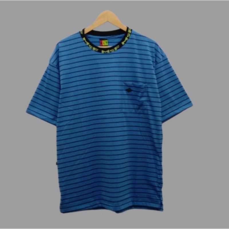 Kaos Baju mcf Salur biru tshirt oversize poket