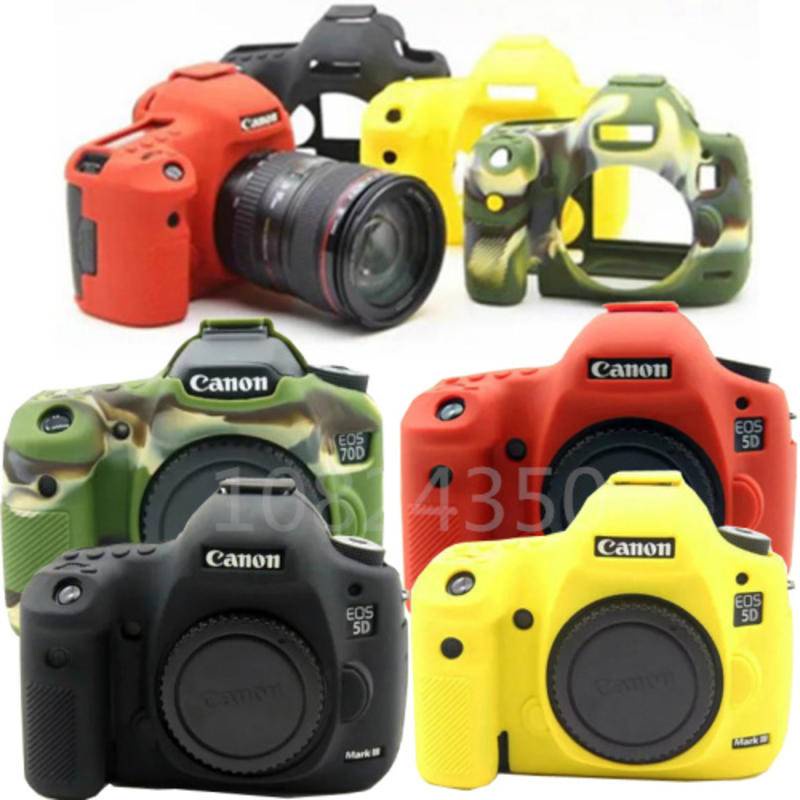 Untuk Canon 6D 6D 6D2 5D4 1300D 80D 650D 700D 5D3 5DIII 750D Kualitas Tinggi Silikon Penutup Kamera Bahu Karet Lembut Tas Kamera DSLR