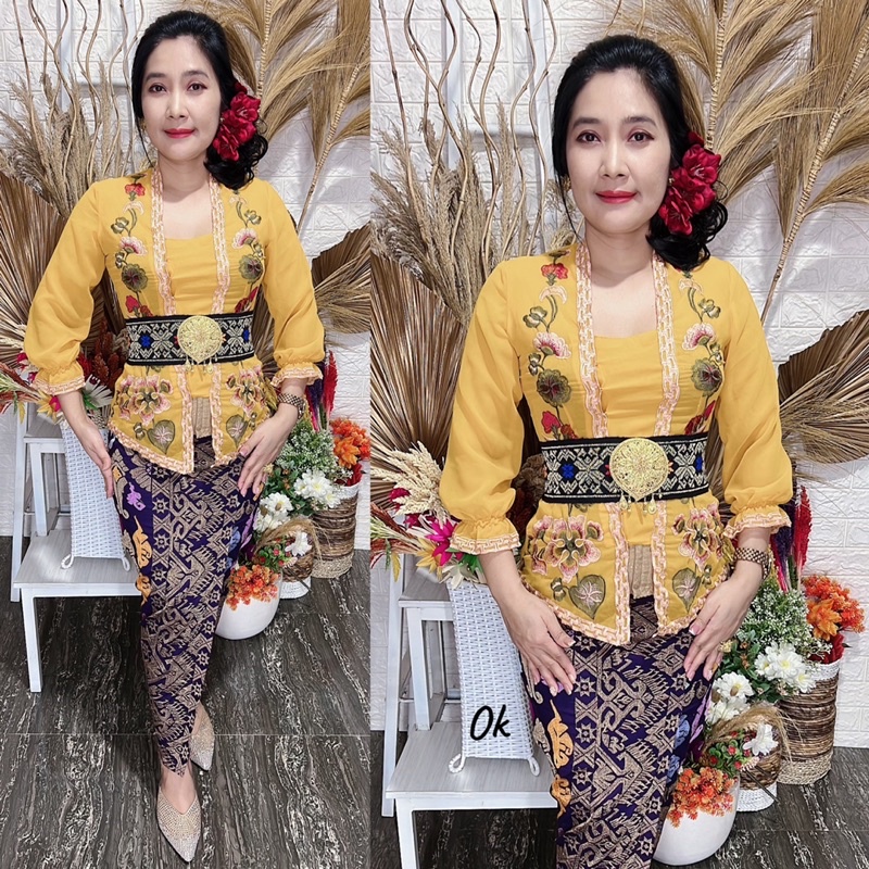 kebaya jadi bordir motif daun waru