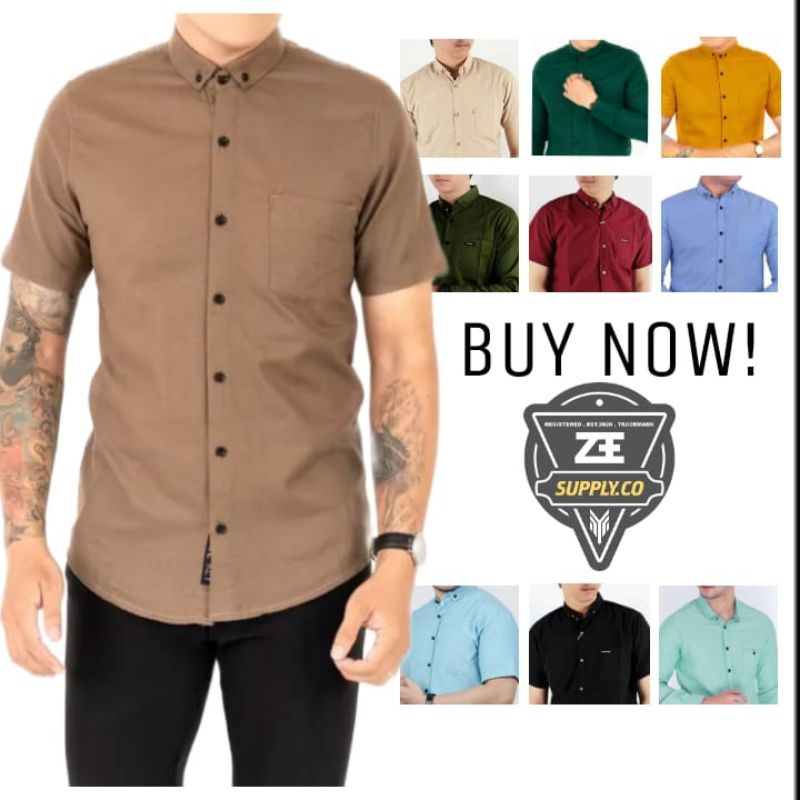 Kemeja Polos Pria KATUN PREMIUM Lengan Pendek Hits